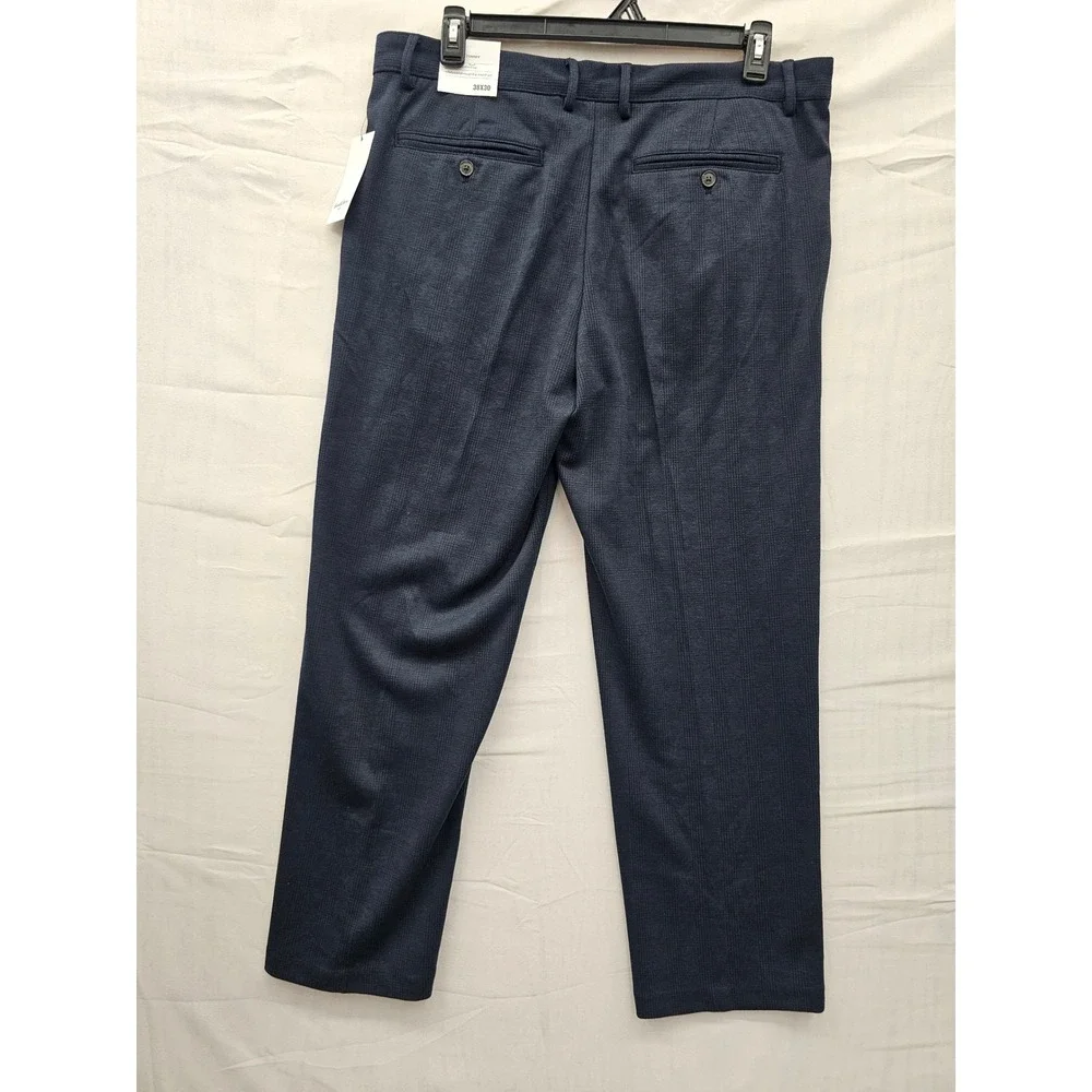 Goodfellow & Co Mens Pleated Trouser Navy Blue Check Dress Pants 38x30 NEW‎